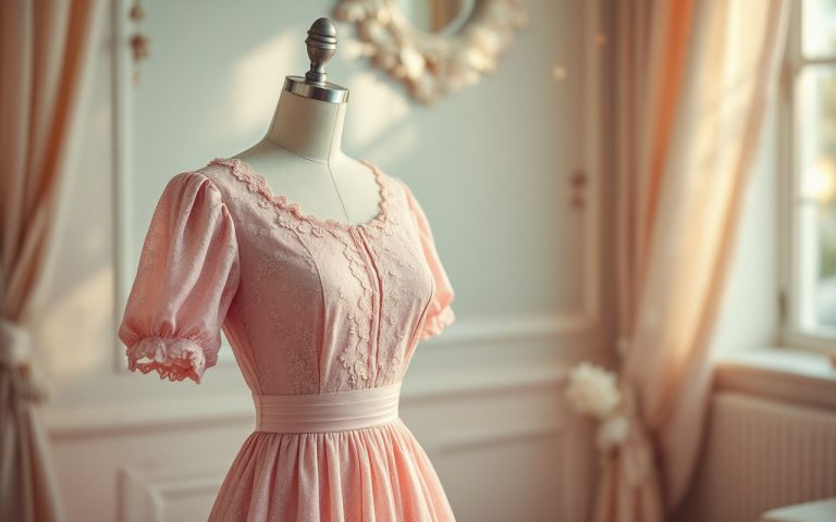 une-robe-vintage-delicate-presentee-sur-un-manquin-mettant-en-valeur-les-details-du-tissu-et-lambiance-elegante-qui-lentoure