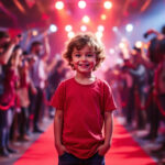 un-enfant-portant-un-t-shirt-amusant-se-tenant-sur-un-tapis-rouge-entoure-de-flashes-dappareils-photo-et-dans-une-ambiance-joyeuse
